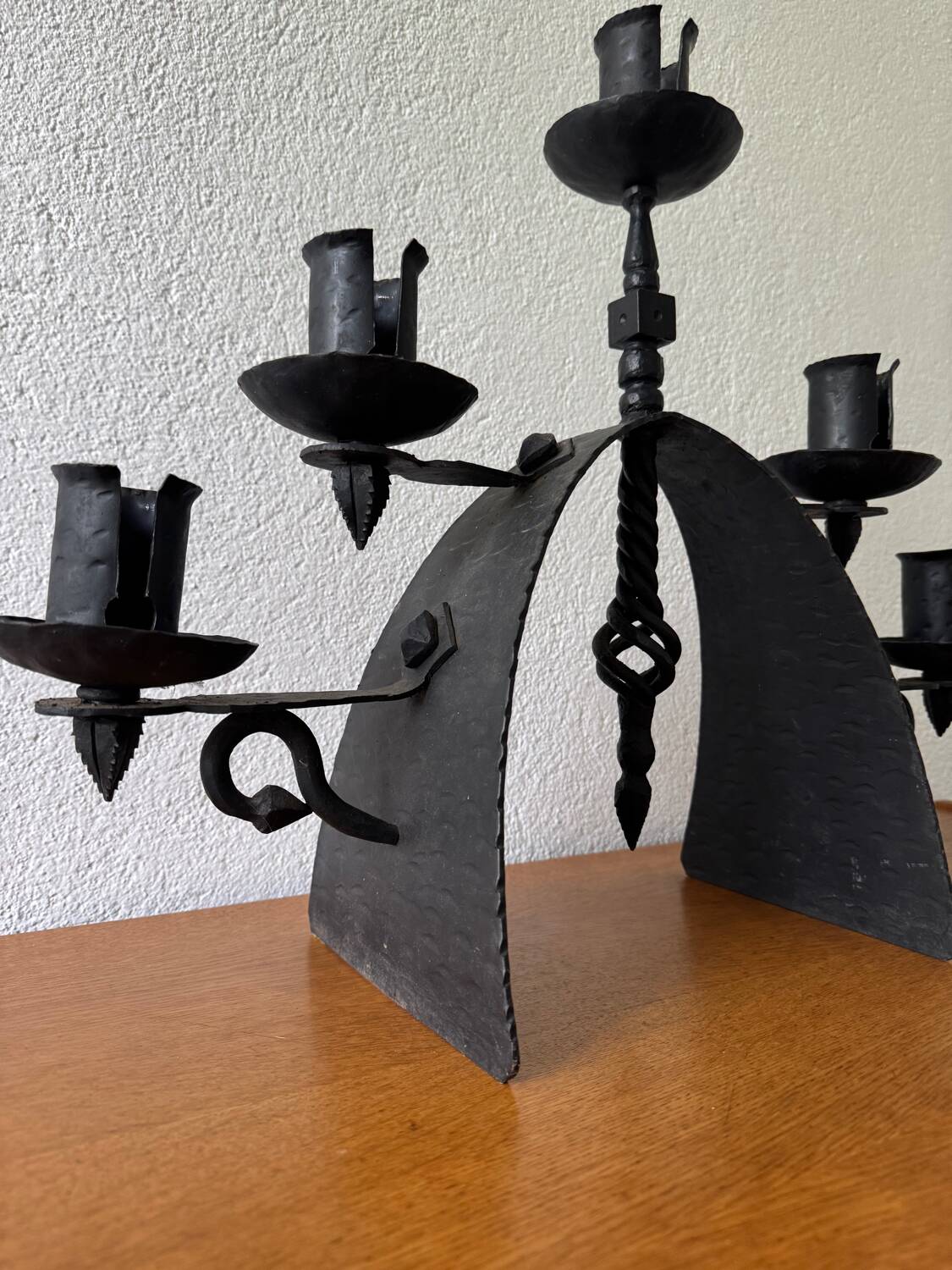 Brutalist wrought iron chandelier from the 60s