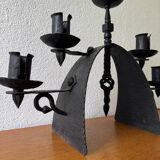 Brutalist wrought iron chandelier from the 60s