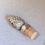 Vintage Sterling Silver Pinecone Wine Bottle Stopper Luxury Barware Accent Home