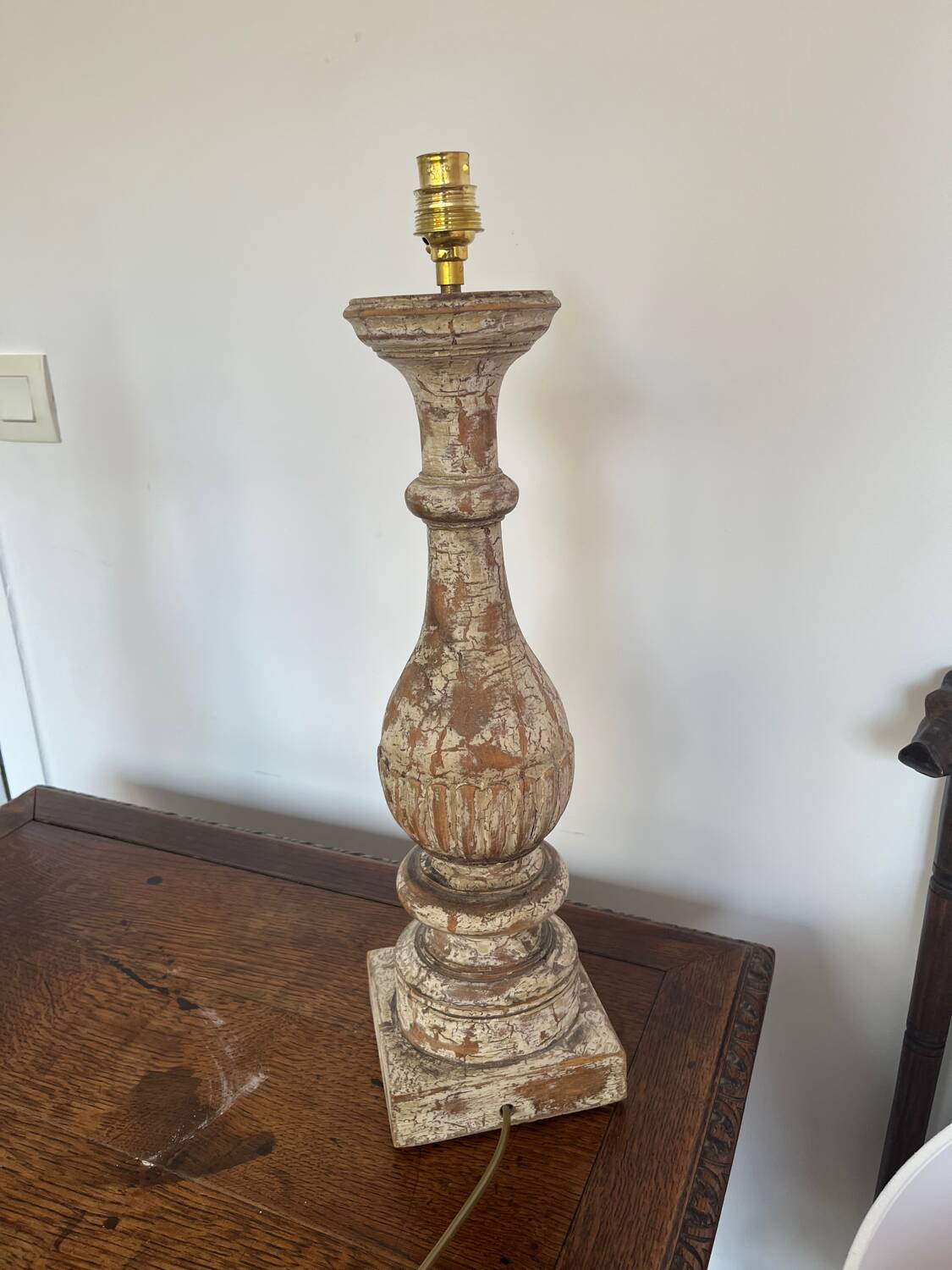 Paire de lampes bois cérusé