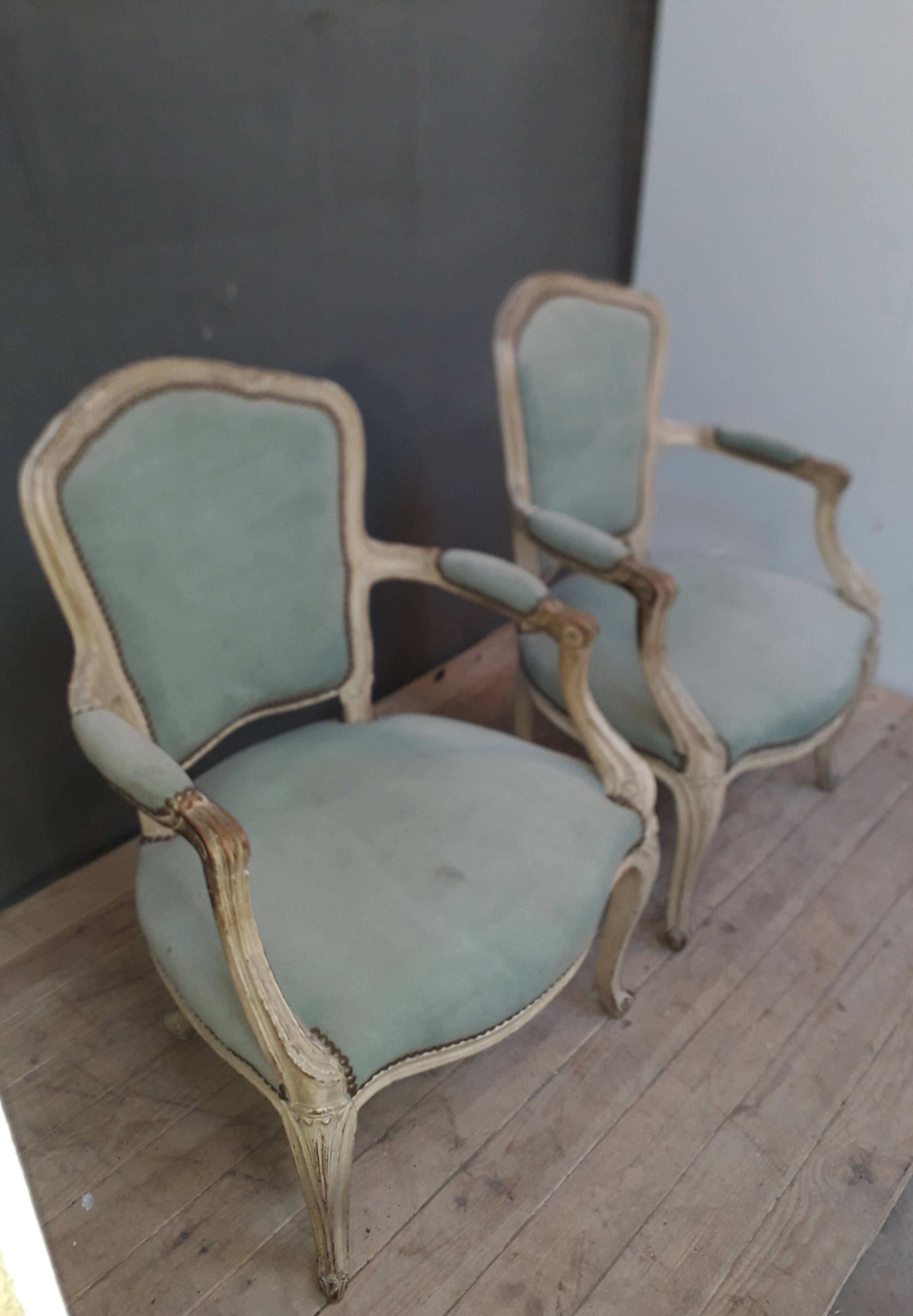 Louis XV-style armchair pair