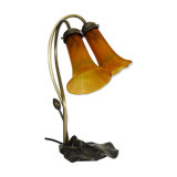Two-branched lamp with orange tulips, art deco style