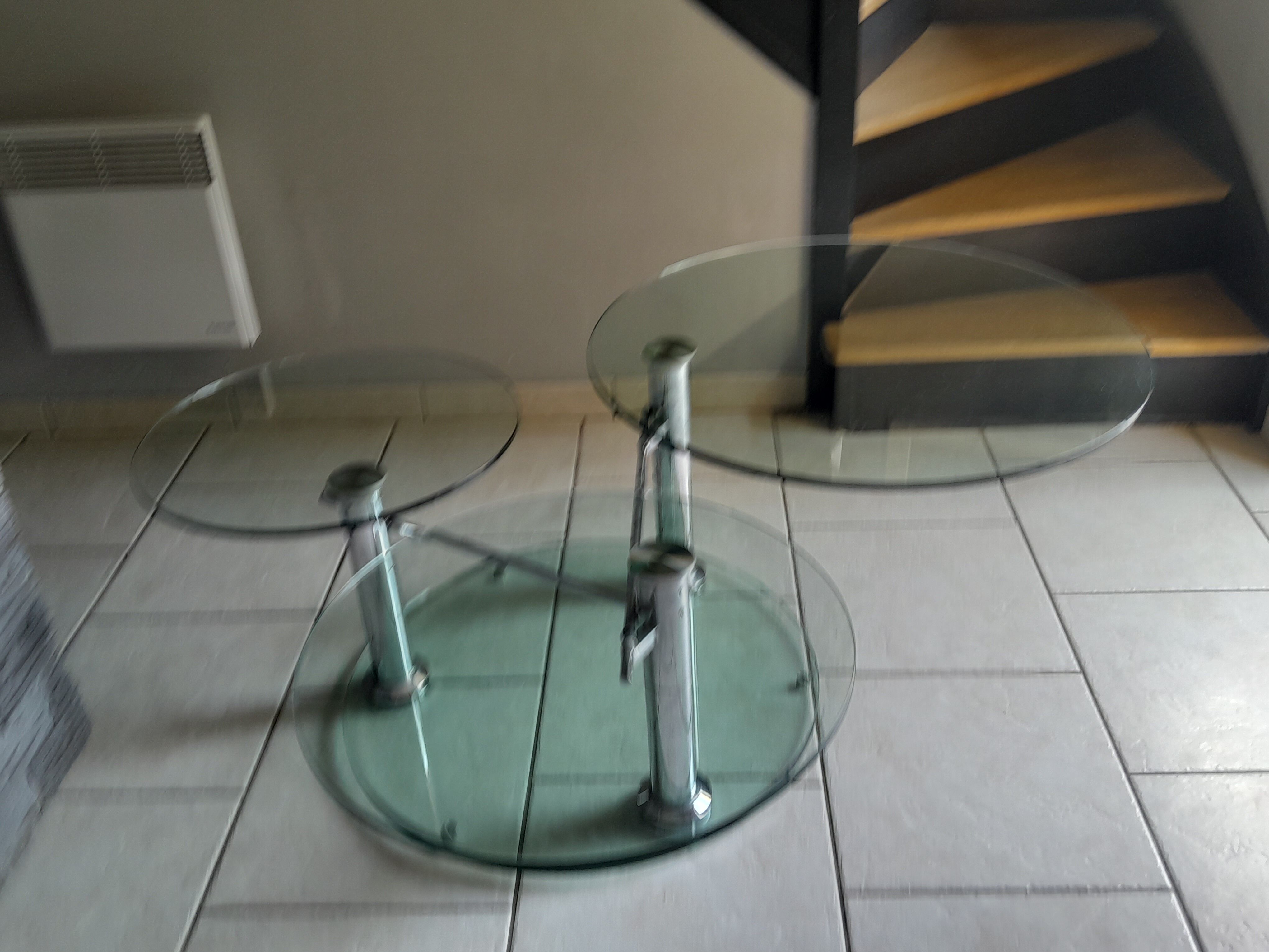 Vintage 80s 3-tier removable tempered glass coffee table