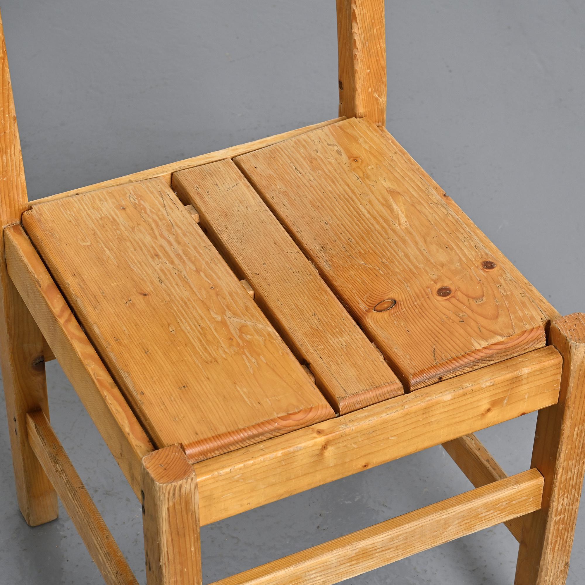 Pair of pine chairs, Maison Regain, France, circa 1970.