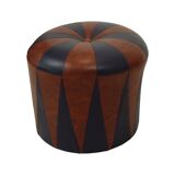 Round Vintage Pouf Purple Bordeaux Two-tone Skai Sixties