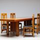 Table Frank Lloyd Wright ‘608 Taliesin’ + four Mackintosh chairs “309 Ingram”