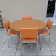Table is kitchen chairs orange formica vintage year 60 70