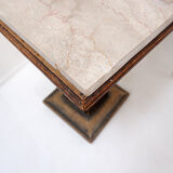 Pedestal table in wood and marble