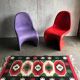 Set of 2 Panton chairs by Verner Panton for Vitra in purple and plum plastic, matte finish.