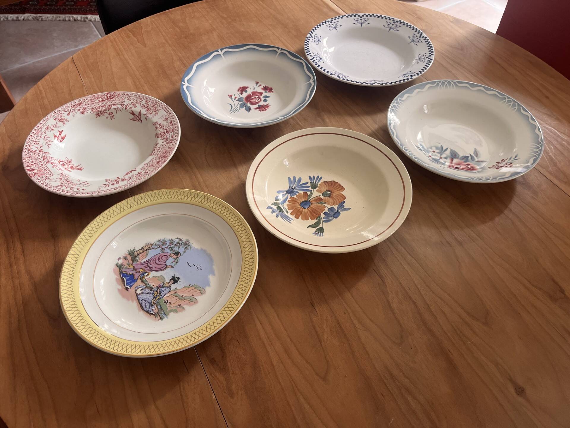 Mismatched antique plates