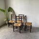 Set of 4 straw chairs from the 50s Dudouyt