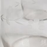Pair of blown glass decanters and cut with flowers