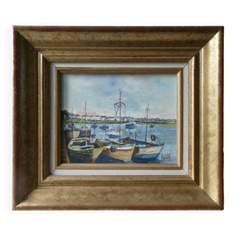 Tableau huile sur toile signée Christian Delobel, Golfe du Morbihan