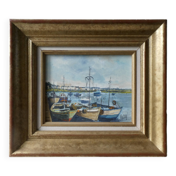Tableau huile sur toile signée Christian Delobel, Golfe du Morbihan