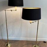 Paire de lampes liseuses ajustables à bras amovibles en laiton attribué à la Maison Jansen