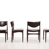 Set of 4 Johannes Andersen dining chairs in Rosewood with brown leather