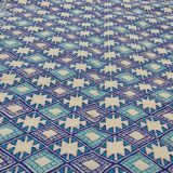Tapis bleu multicolore fait main 152x275cm