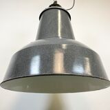 Large Grey Enamel Industrial Factory Lamp from Elektrosvit, 1960s