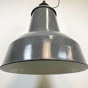 Large Grey Enamel Industrial Factory Lamp from Elektrosvit, 1960s