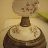 Stained glass lamp with porcelain and bronze base