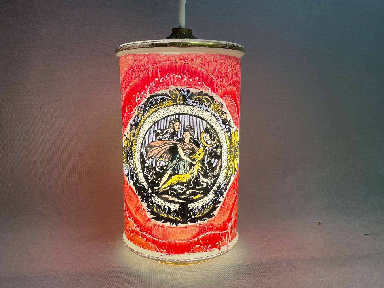 Hand Painted Glass Hanging Lamp