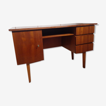 Bureau vintage des années 60 chêne doré