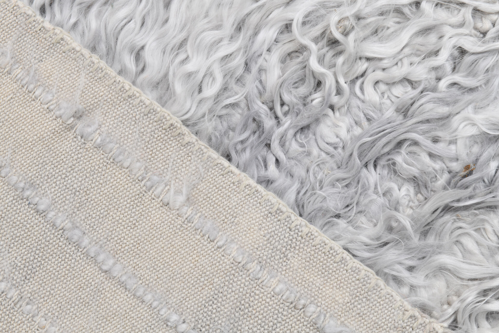 Wool gray turkish runner rug 262x96cm