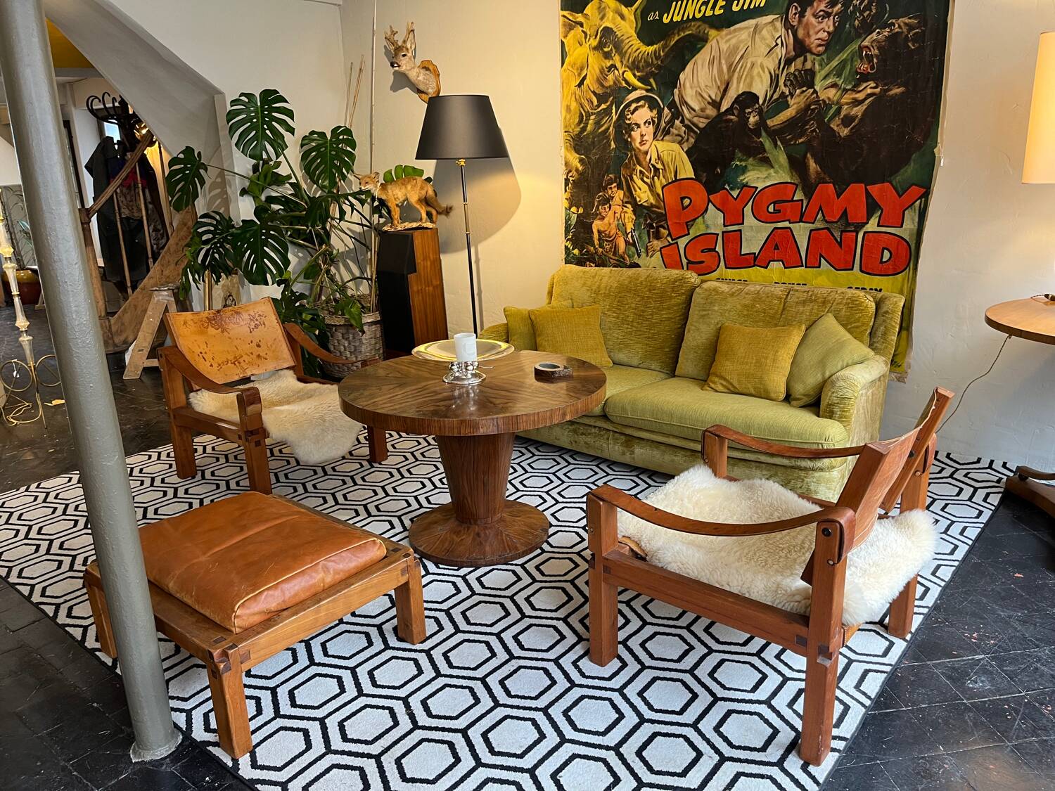 Pair of armchairs and a footrest Pierre Chapo 1960