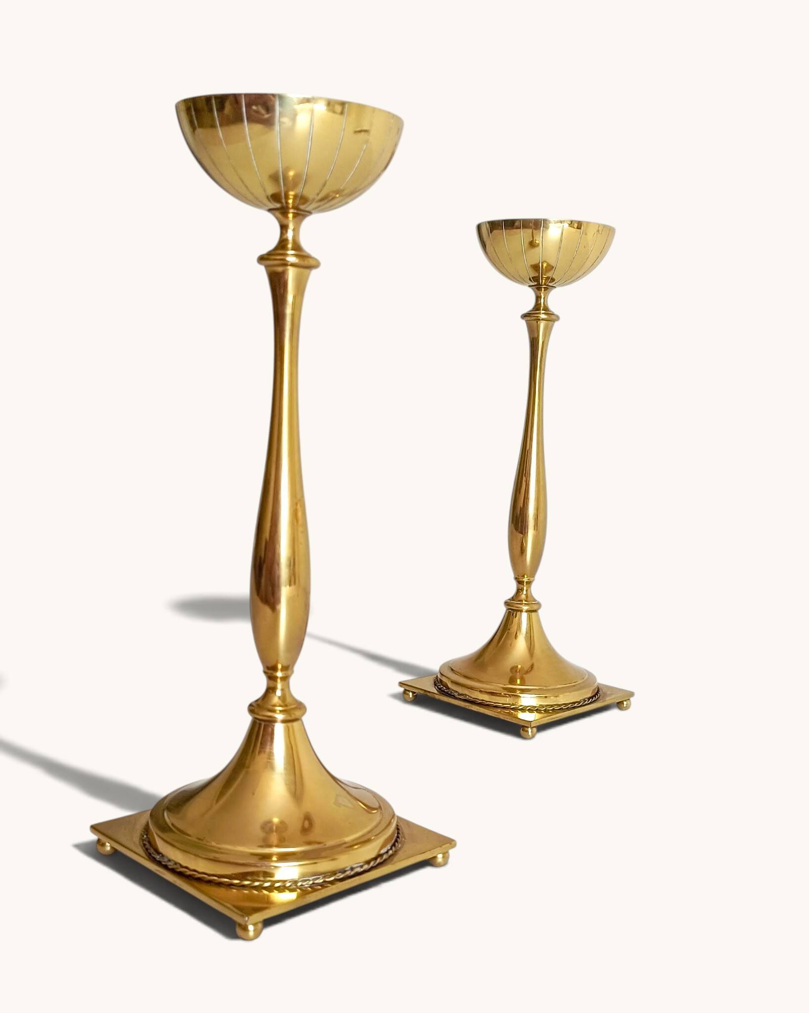 Scandinavian Modern Brass Candlesticks by Gunnar Ander for Ystad Metall