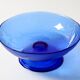 Blue Pressed Glass Pedestal Bowl with Stars Pattern / Italy / 2000s