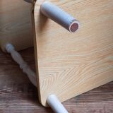 Solid turned wood and formica faux marble shelf to install wood 60s