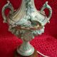 Vintage rococo style lamp, regency, regule steel patinated velvet lampshade 66x20