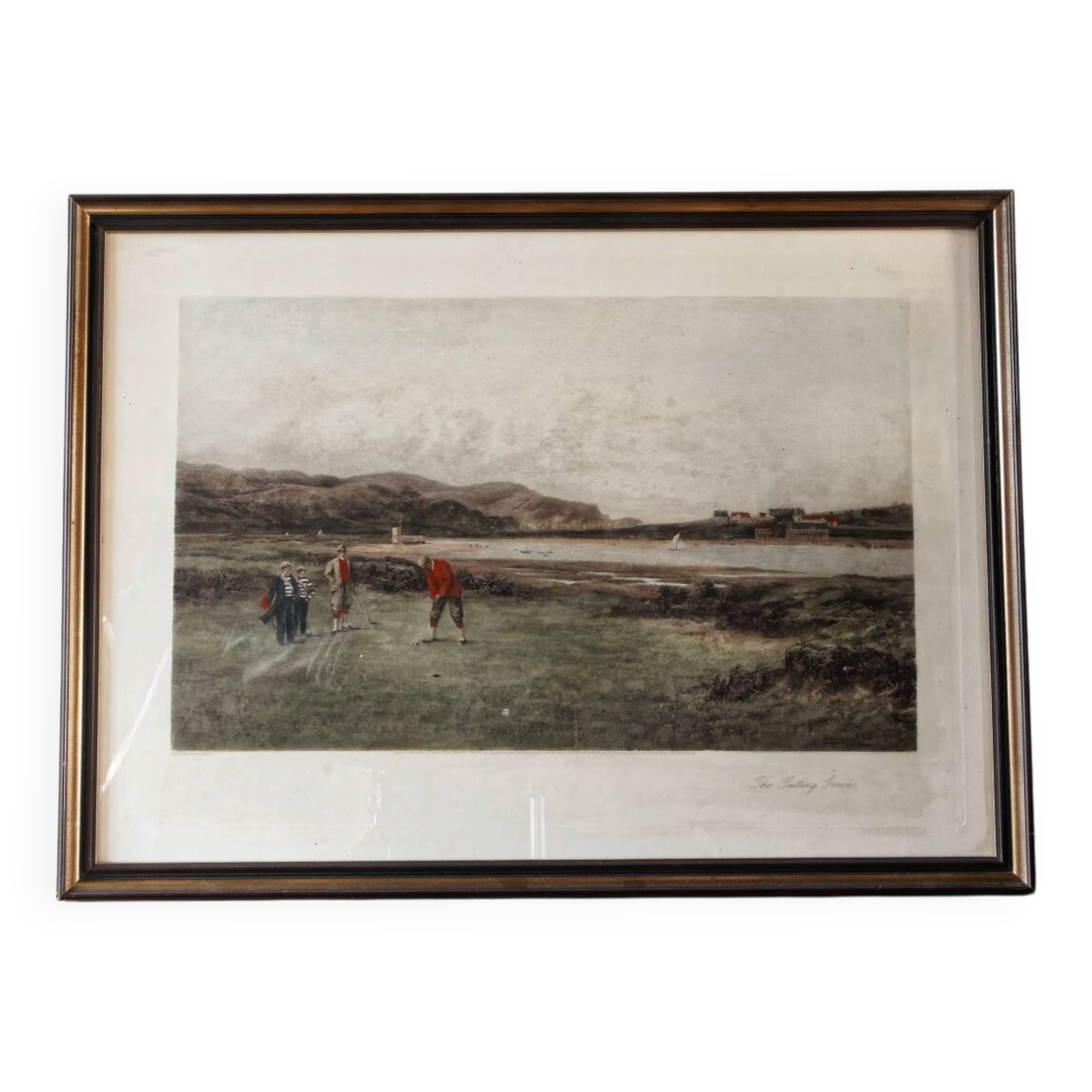 Colour lithograph, "The putting green" Golf, after Douglas Adams.