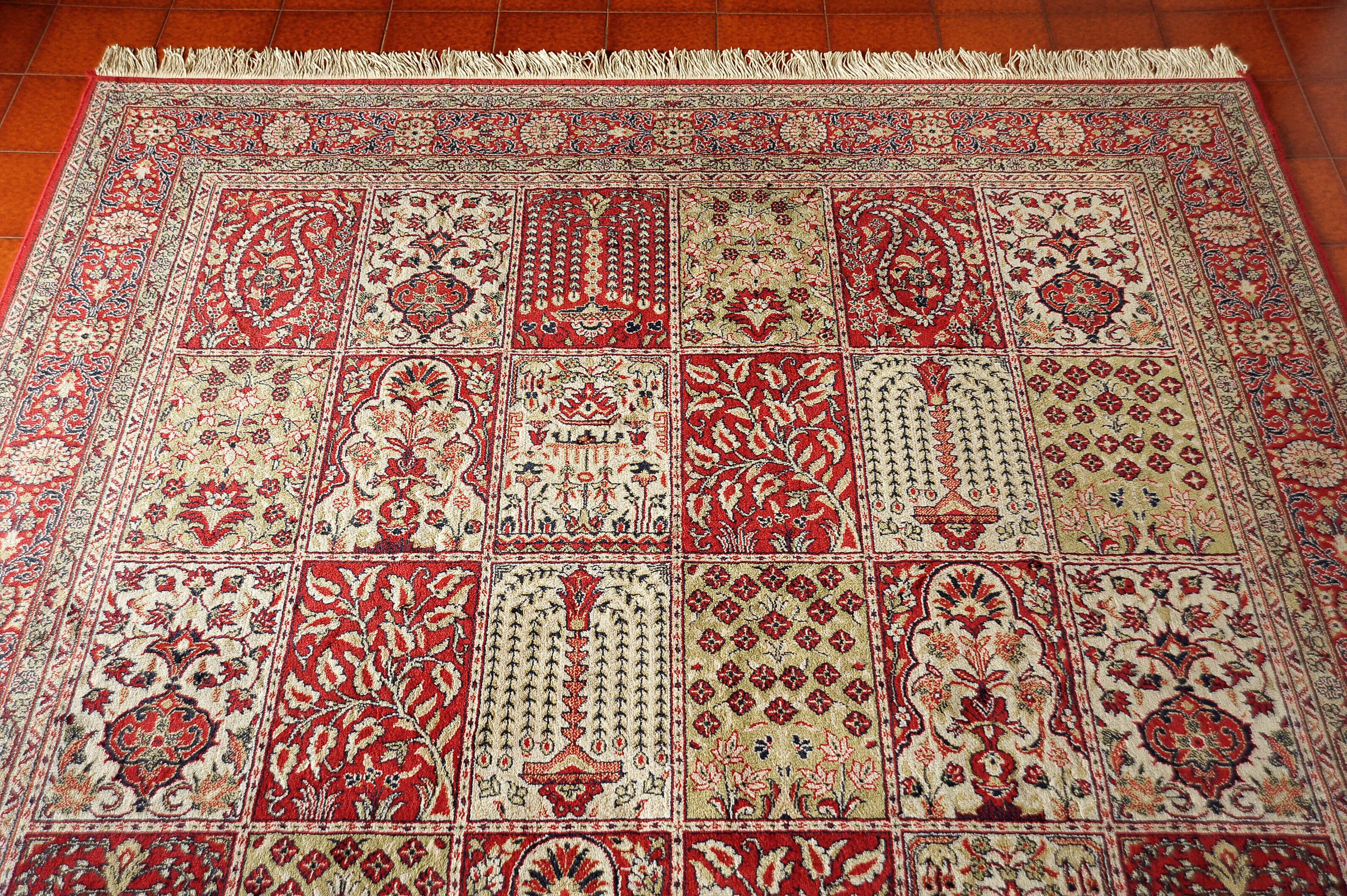 Tapis Turc Vintage En Laine Nouée à La Main 4,2 X 8,2 M, Couleurs Rouge Bleu Fonc%c3%a9 Jaune