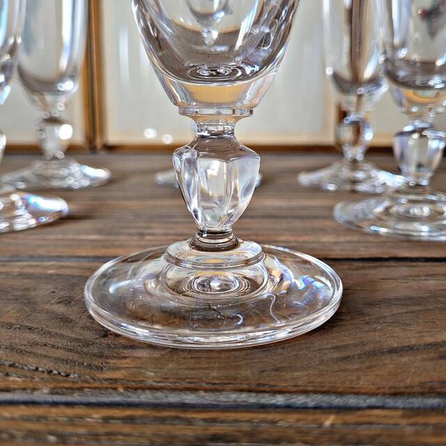Vintage crystal champagne flutes, low stem (set of 6)