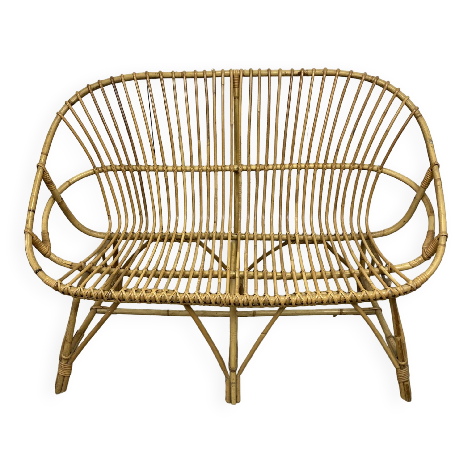 Vintage rattan bench