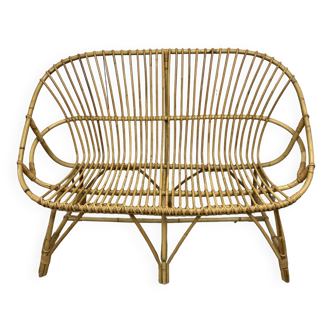 Vintage rattan bench