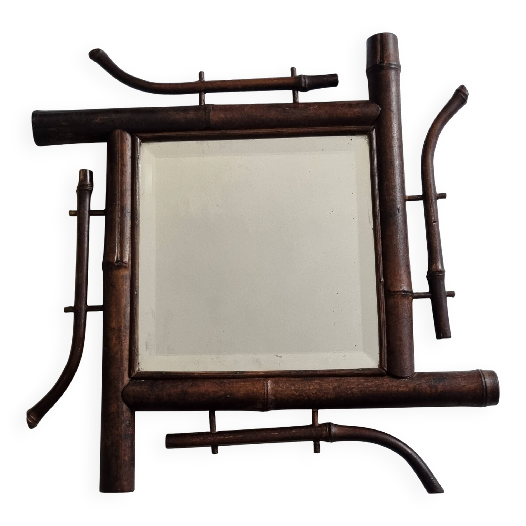 Bamboo wall mirror, Japanese style, late 19th century, 40 cm