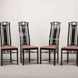 Giorgetti Italian Design High Back Dining Chairs with Pink Upholstery 1980s
