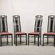 Giorgetti Italian Design High Back Dining Chairs with Pink Upholstery 1980s