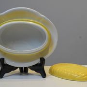 Vintage glazed ceramic butter dish - Manufacture Impériale de NImy
