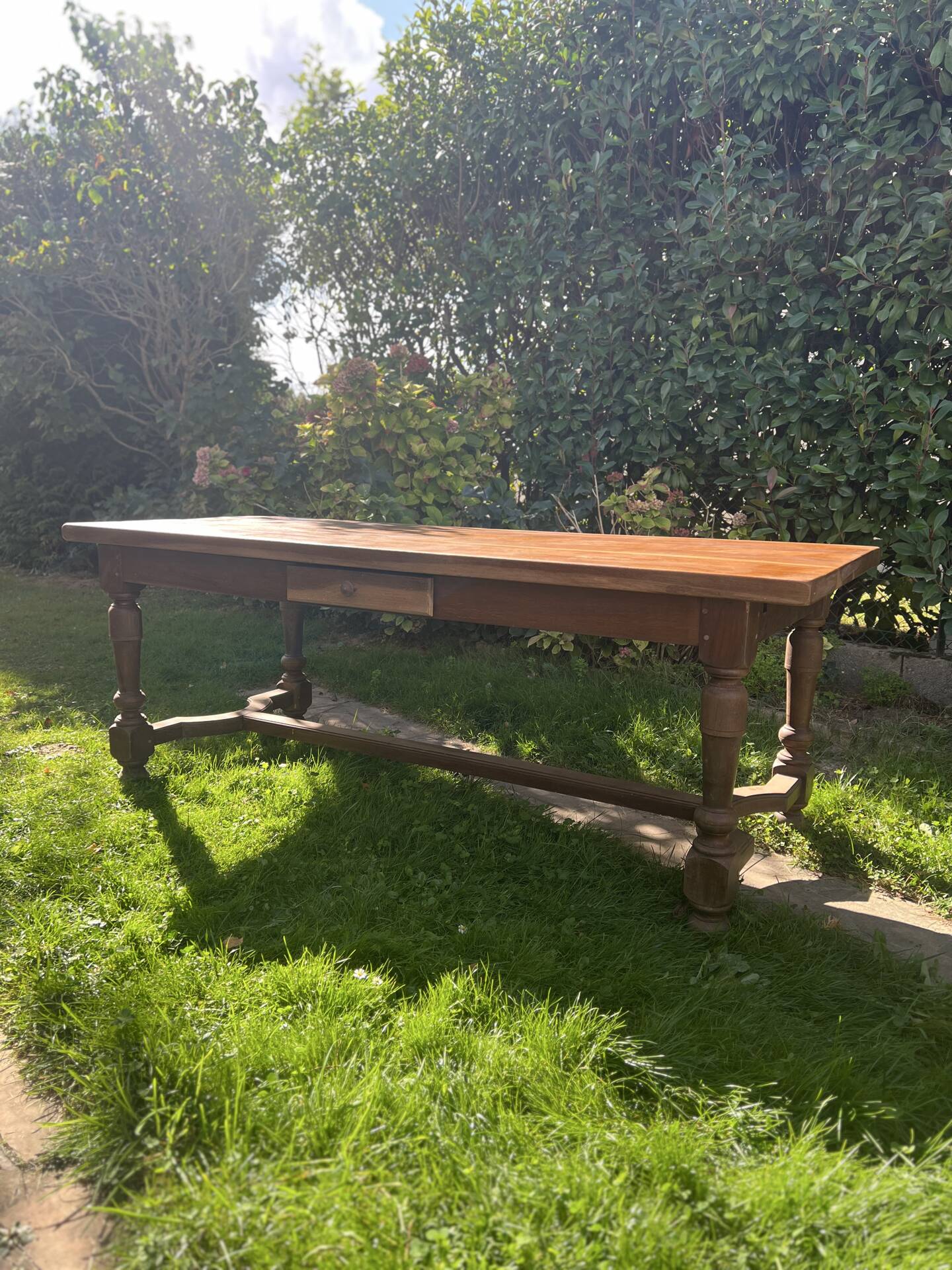Solid oak farmhouse table with extensions