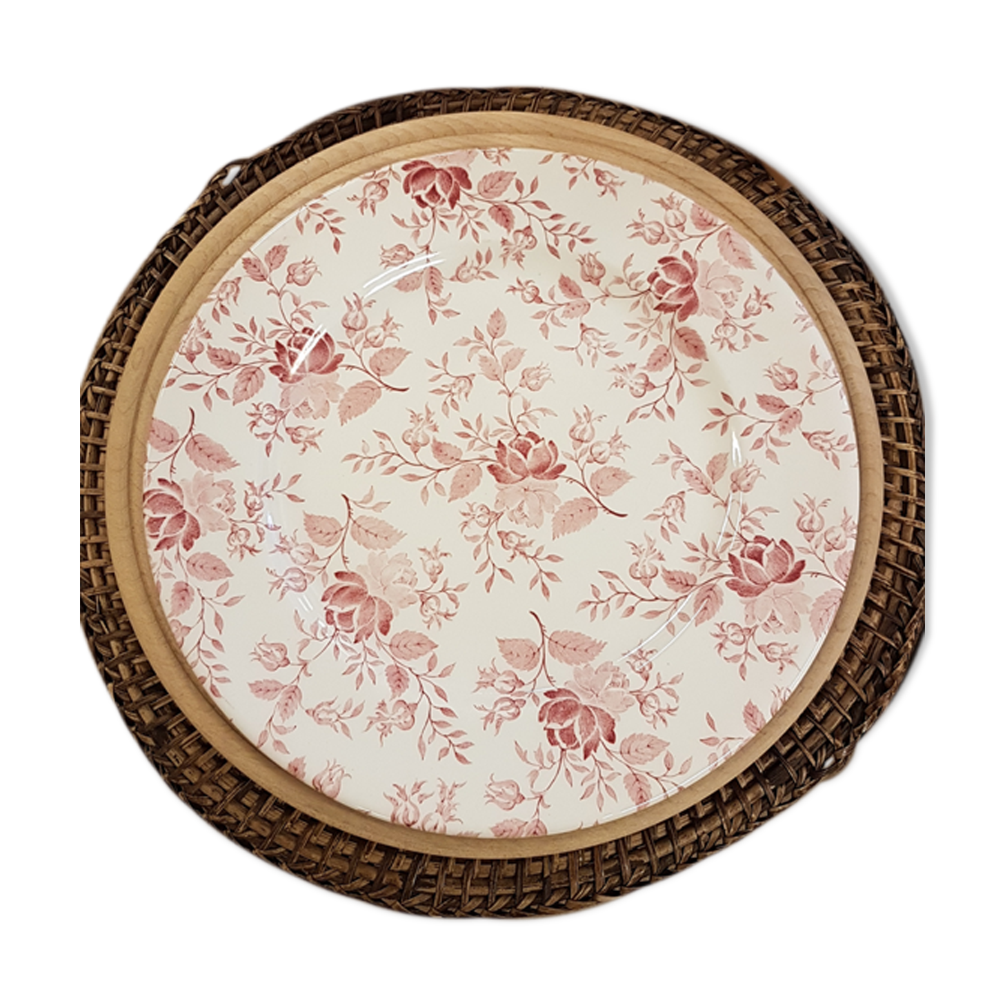 English plates earthenware ironstone rose floral pattern