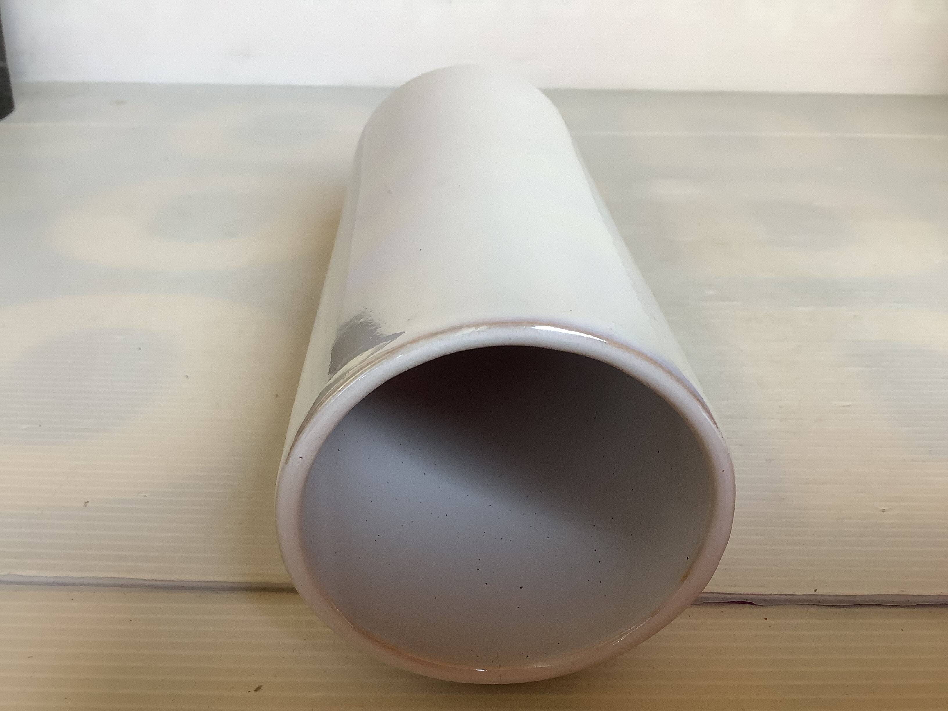Iridescent white cylinder vase