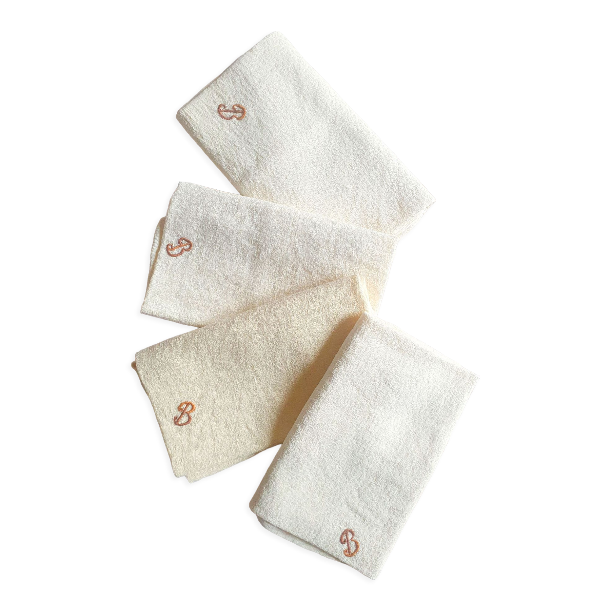 Set of 4 antique towels embroidered and dyed by hand