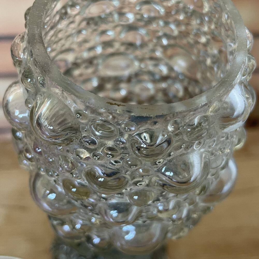 Baroque inspired ornate brass and bubble glass table