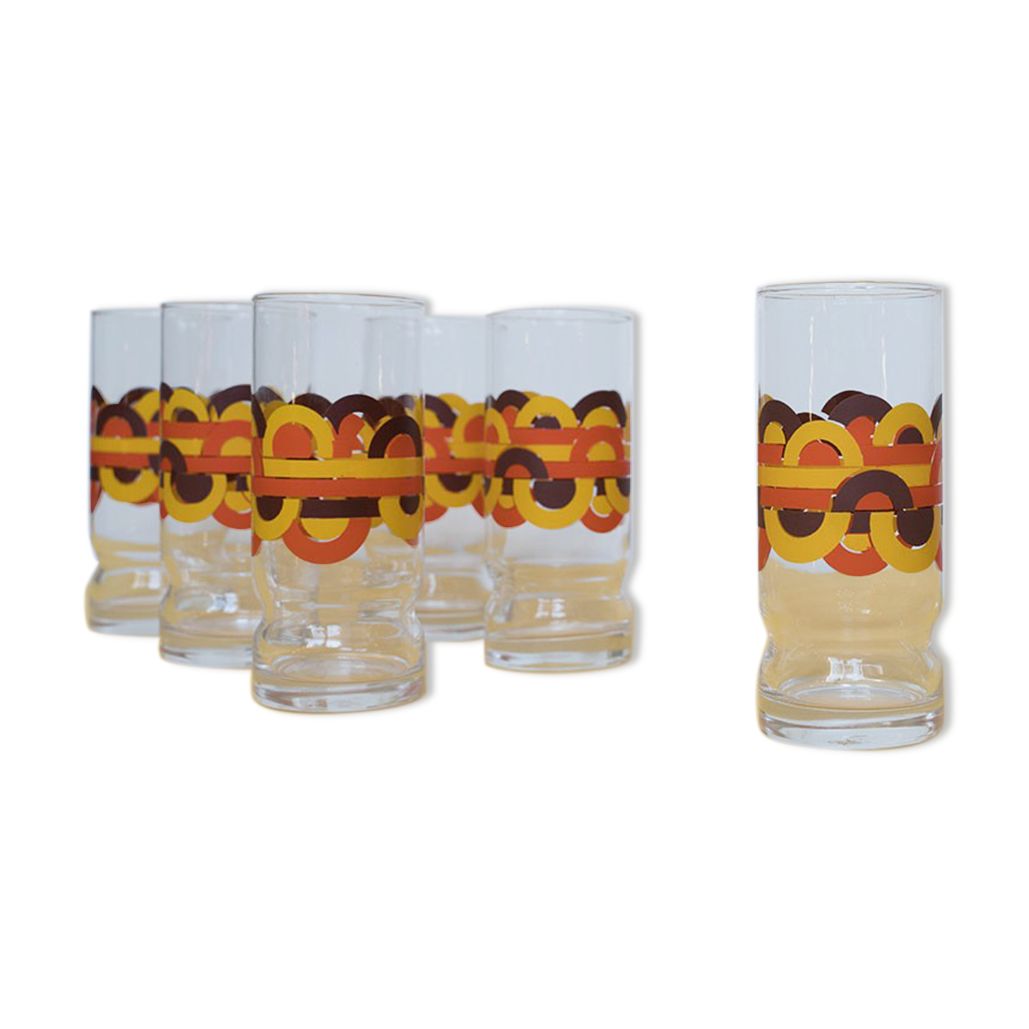 Set of long drink glasses, 70s