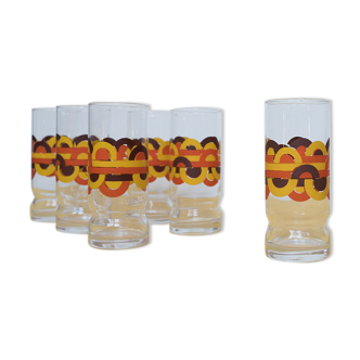 Set of long drink glasses, 70s