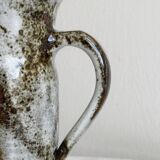 Small sanded stoneware pitcher signed Chantal and Thierry Robert