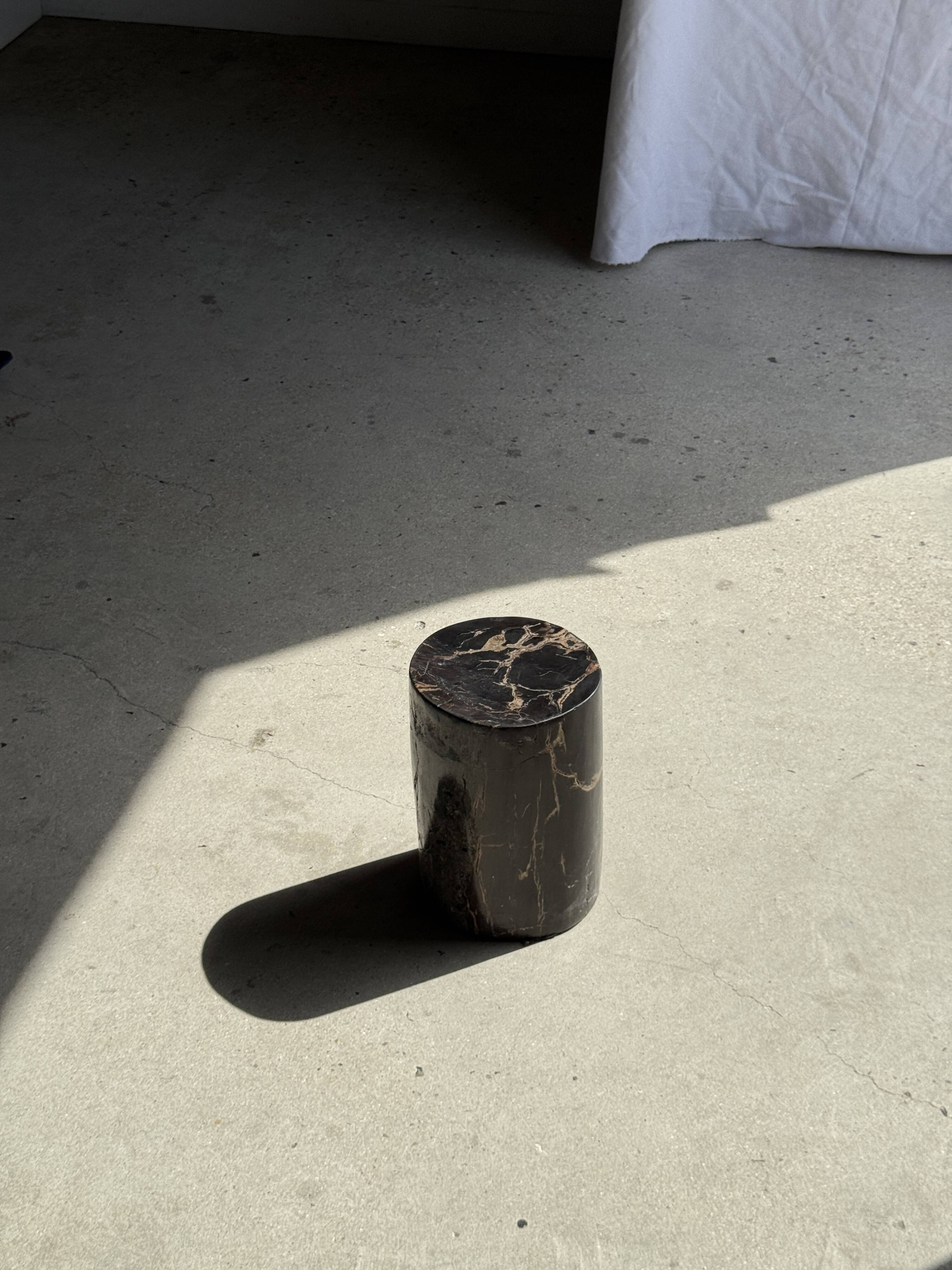 Table d'appoint en bois pétrifié noir